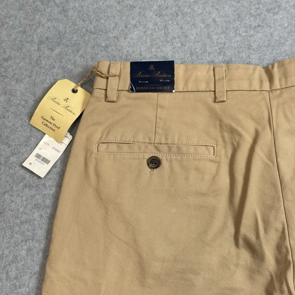 NEW Brooks Brothers Mens 33 Bermuda Short Khaki Prima Cotton Stretch 10